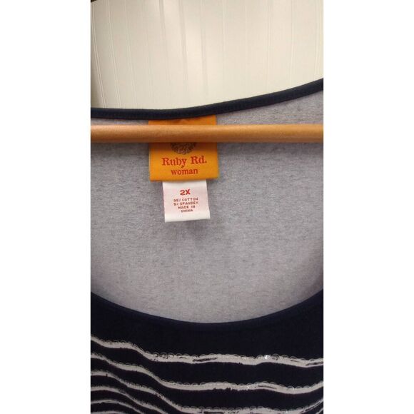 NWT Ruby Rd., navy blue and sequin sleeveless top.size 2x - Picture 4 of 4